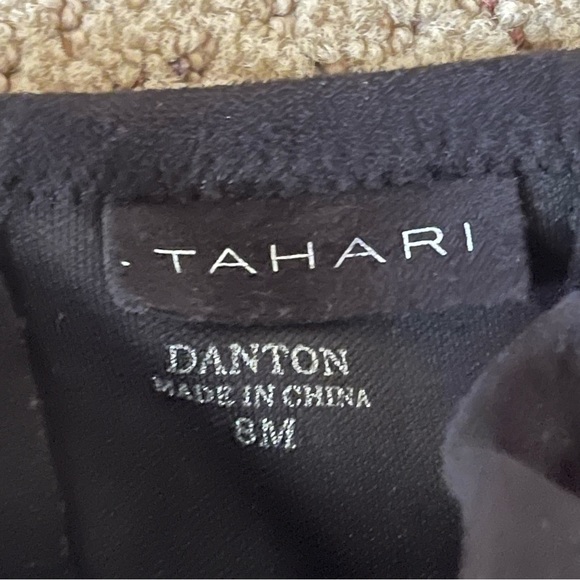 Tahari Danton Black Stretchy Faux Suede Boots Women Size 8 Knee High Soft career - Picture 5 of 12